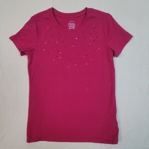 Vibrant Shimmering Pink Tee Girls 7-8 Princess Sparkling Kidscore Kidswear